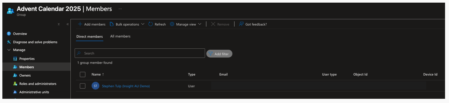 Lokka entra security group